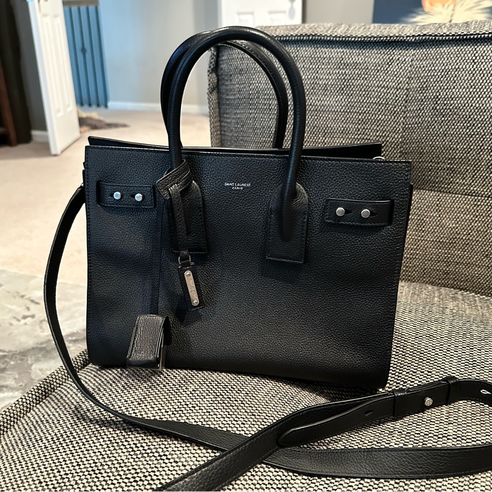 Saint Laurent Black Leather Tote Bag